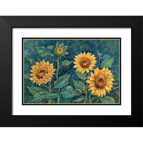 Impressions of Sunflowers Horizontal Black Modern Wood Framed Art Print with Double Matting by Brent, Paul