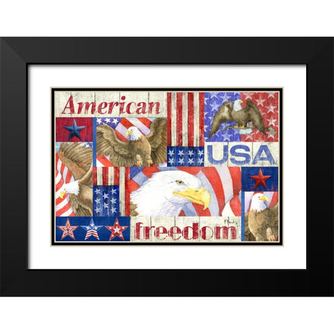 Patriotic Fragments Horizontal Black Modern Wood Framed Art Print with Double Matting by Brent, Paul