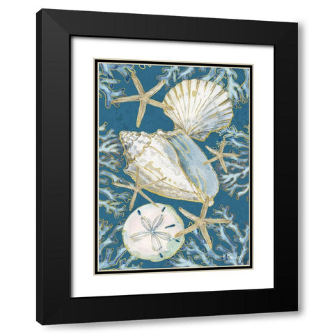 Playa Shells Vertical - Indigo Black Modern Wood Framed Art Print with Double Matting by Brent, Paul