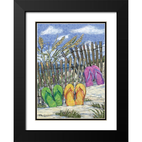 Impressions of Flip Flops Vertical Black Modern Wood Framed Art Print with Double Matting by Brent, Paul
