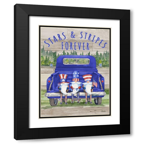 Patriotic Gnomes Truck - Blend Black Modern Wood Framed Art Print with Double Matting by Brent, Paul