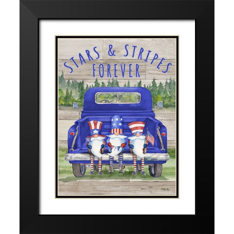 Patriotic Gnomes Truck - Blend Black Modern Wood Framed Art Print with Double Matting by Brent, Paul