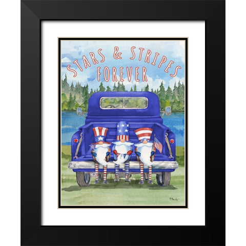 Patriotic Gnomes Truck Black Modern Wood Framed Art Print with Double Matting by Brent, Paul