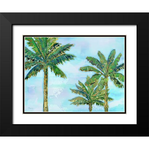 Hana Palm Horizontal - Blue Black Modern Wood Framed Art Print with Double Matting by Brent, Paul