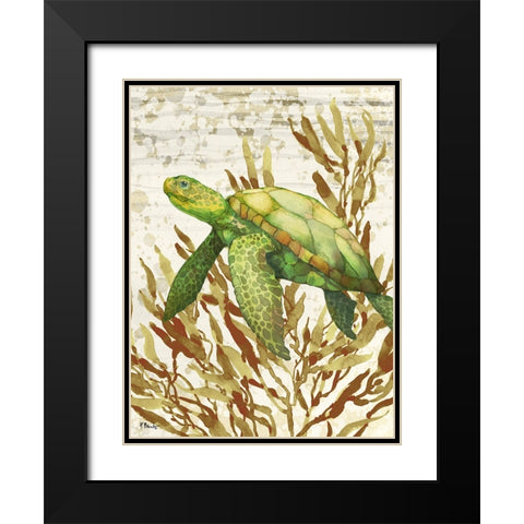 Calypso Turtles Vertical II Black Modern Wood Framed Art Print with Double Matting by Brent, Paul