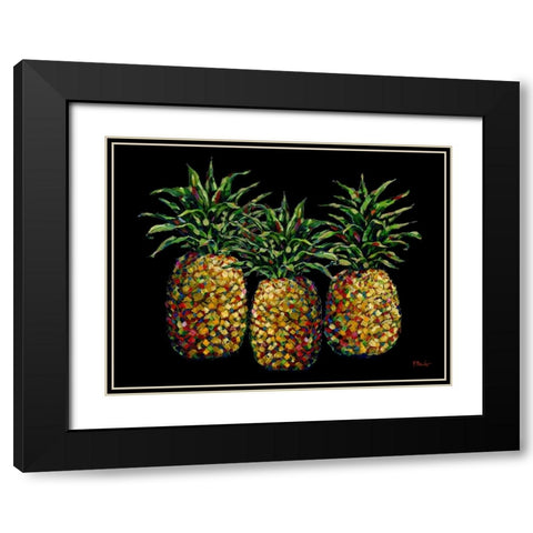 Valera Pineapples Horizontal Black Modern Wood Framed Art Print with Double Matting by Brent, Paul