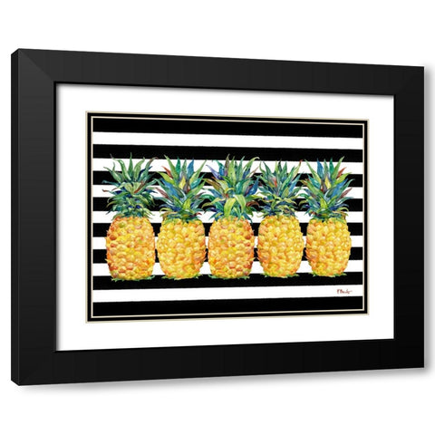 Kona Pineapple Horizontal - Black Stripe Black Modern Wood Framed Art Print with Double Matting by Brent, Paul