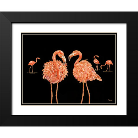 Martinique Flamingo Horizontal - Black Black Modern Wood Framed Art Print with Double Matting by Brent, Paul