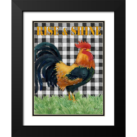 Rising Rooster Vertical Black Modern Wood Framed Art Print with Double Matting by Brent, Paul