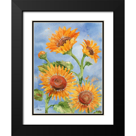 Arianna Sunflowers Vertical Black Modern Wood Framed Art Print with Double Matting by Brent, Paul
