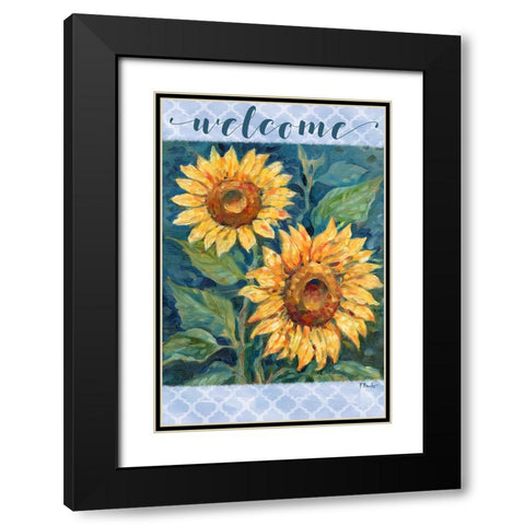 Impressions of Sunflowers Vertical Black Modern Wood Framed Art Print with Double Matting by Brent, Paul