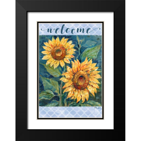 Impressions of Sunflowers Vertical Black Modern Wood Framed Art Print with Double Matting by Brent, Paul