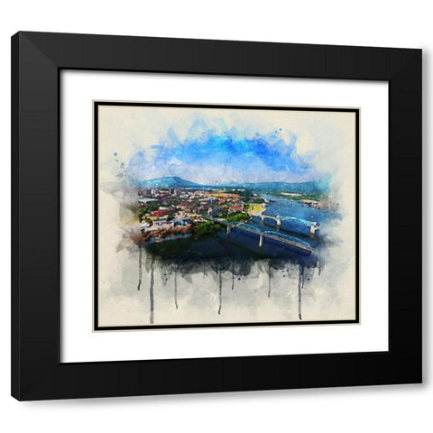 Aerial 7 Watercolor Black Modern Wood Framed Art Print with Double Matting by Lee, Rachel