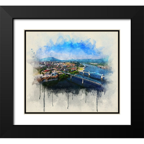 Aerial 7 Watercolor Black Modern Wood Framed Art Print with Double Matting by Lee, Rachel