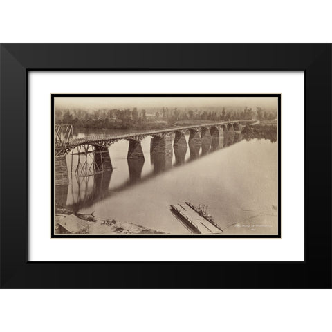 Army Bridge Chattanooga 1861 Black Modern Wood Framed Art Print with Double Matting by Lee, Rachel