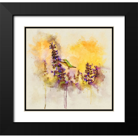 Bird 50 Watercolor Black Modern Wood Framed Art Print with Double Matting by Lee, Rachel