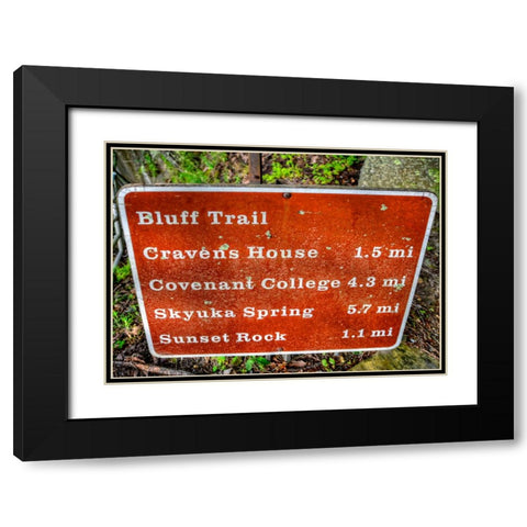 Bluff Trail Sign Black Modern Wood Framed Art Print with Double Matting by Lee, Rachel
