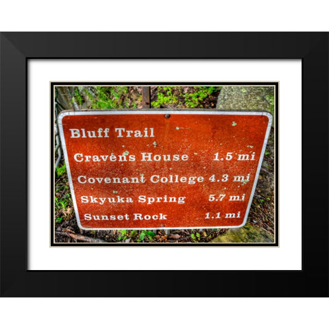 Bluff Trail Sign Black Modern Wood Framed Art Print with Double Matting by Lee, Rachel