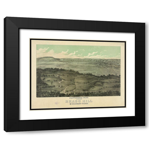 Bragg Hill Wood Cut 1887 Black Modern Wood Framed Art Print with Double Matting by Lee, Rachel