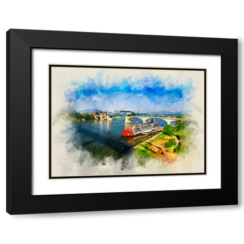Bridge To Lookout Color Watercolor Black Modern Wood Framed Art Print with Double Matting by Lee, Rachel