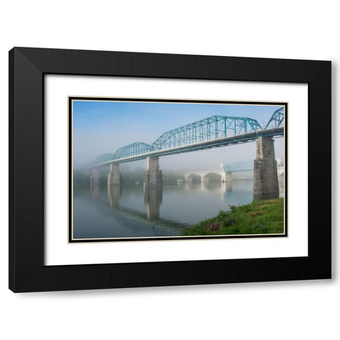 Bridges Soft Black Modern Wood Framed Art Print with Double Matting by Lee, Rachel
