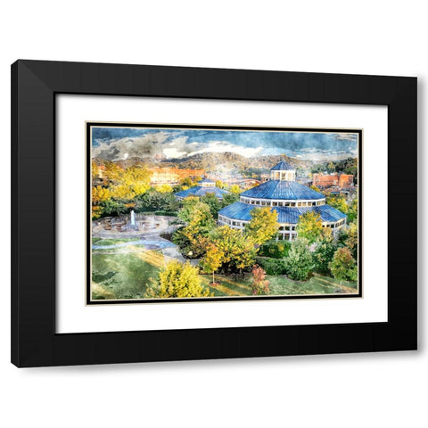 Carousel Watercolor Black Modern Wood Framed Art Print with Double Matting by Lee, Rachel
