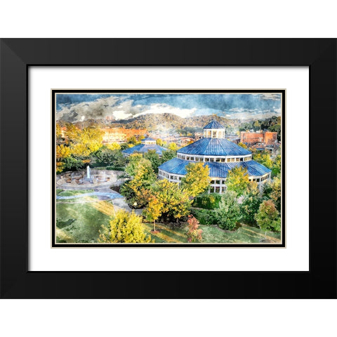 Carousel Watercolor Black Modern Wood Framed Art Print with Double Matting by Lee, Rachel