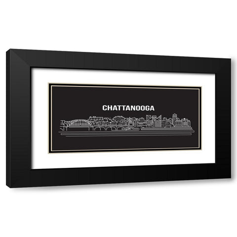 Chattanooga Abstract Drawing Black Modern Wood Framed Art Print with Double Matting by Lee, Rachel