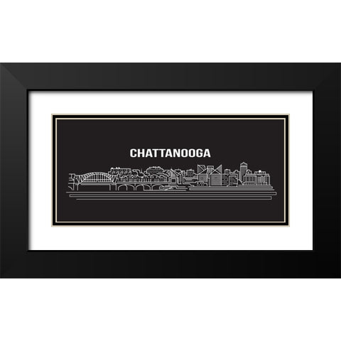 Chattanooga Abstract Drawing Black Modern Wood Framed Art Print with Double Matting by Lee, Rachel