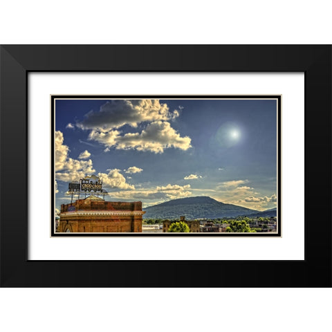 Choo Choo And Lookout Black Modern Wood Framed Art Print with Double Matting by Lee, Rachel