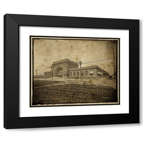 Choo Choo Hotel Antique with Lyrics Black Modern Wood Framed Art Print with Double Matting by Lee, Rachel