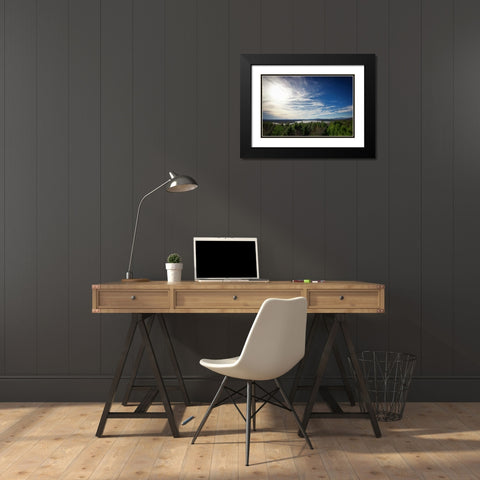 Clouds Trees Lake Black Modern Wood Framed Art Print with Double Matting by Lee, Rachel
