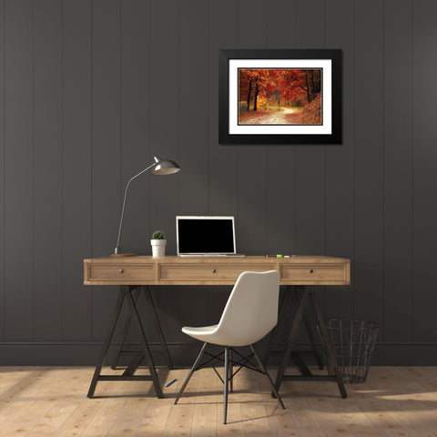 Country Road 9 Black Modern Wood Framed Art Print with Double Matting by Lee, Rachel