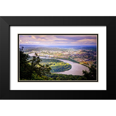 Downtown From Lookout 1 Black Modern Wood Framed Art Print with Double Matting by Lee, Rachel