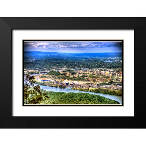 Downtown From Lookout 2 Black Modern Wood Framed Art Print with Double Matting by Lee, Rachel