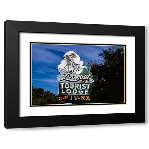 Lookout Mountain Tourist Lodge Sign 1980 Horizontal Black Modern Wood Framed Art Print with Double Matting by Lee, Rachel