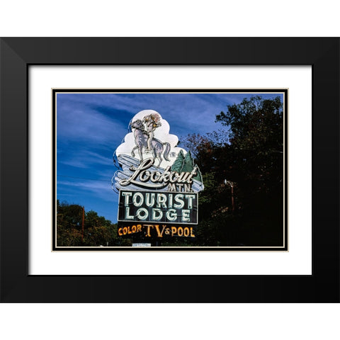 Lookout Mountain Tourist Lodge Sign 1980 Horizontal Black Modern Wood Framed Art Print with Double Matting by Lee, Rachel