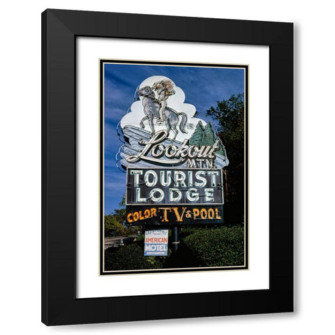 Lookout Mountain Tourist Lodge Sign 1980 Vertical Black Modern Wood Framed Art Print with Double Matting by Lee, Rachel