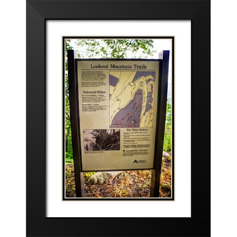 Lookout Mountain Trails Sign Black Modern Wood Framed Art Print with Double Matting by Lee, Rachel