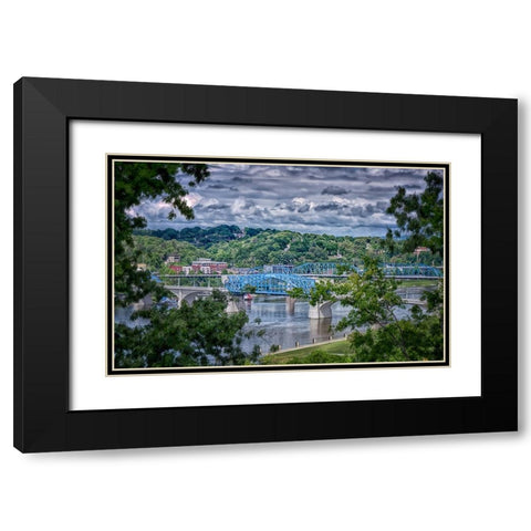 Market Bridge From Cameron Hill Black Modern Wood Framed Art Print with Double Matting by Lee, Rachel