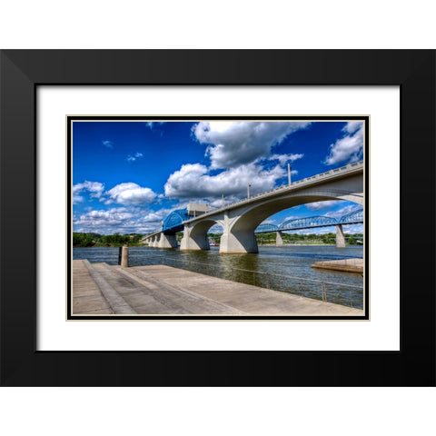 Market Bridge Vivid Black Modern Wood Framed Art Print with Double Matting by Lee, Rachel
