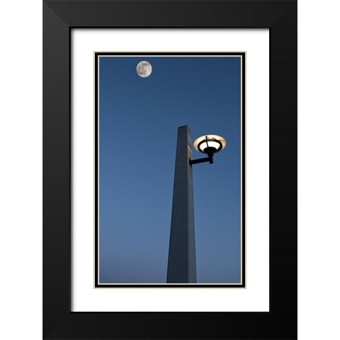 Market Lamp and Moon Black Modern Wood Framed Art Print with Double Matting by Lee, Rachel