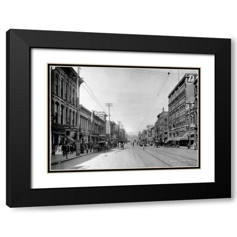 Market Street 1907 Black Modern Wood Framed Art Print with Double Matting by Lee, Rachel