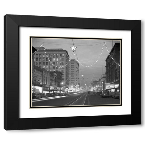 Market Street 1946 Black Modern Wood Framed Art Print with Double Matting by Lee, Rachel