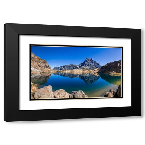 Mountain Lake 15 Black Modern Wood Framed Art Print with Double Matting by Lee, Rachel
