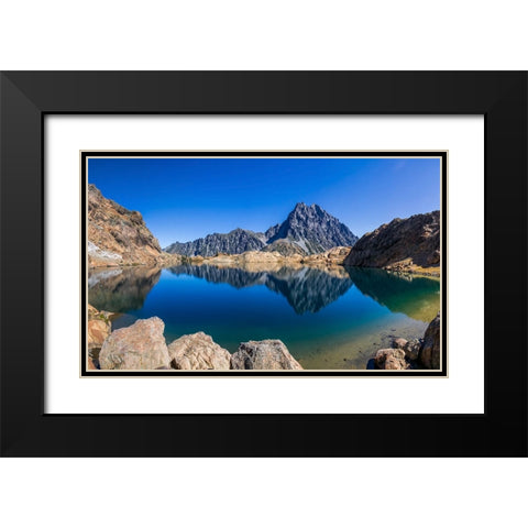 Mountain Lake 15 Black Modern Wood Framed Art Print with Double Matting by Lee, Rachel