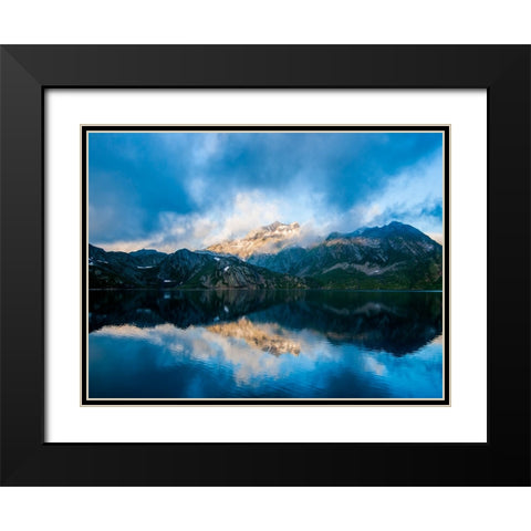 Mountain Lake 21 Black Modern Wood Framed Art Print with Double Matting by Lee, Rachel