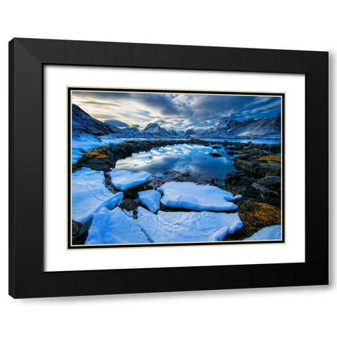 Mountain Lake 32 Black Modern Wood Framed Art Print with Double Matting by Lee, Rachel