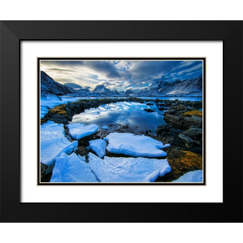 Mountain Lake 32 Black Modern Wood Framed Art Print with Double Matting by Lee, Rachel