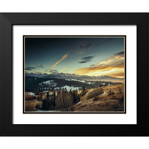 Mountain View 27 Black Modern Wood Framed Art Print with Double Matting by Lee, Rachel